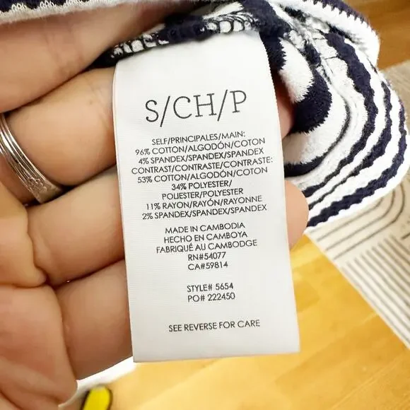 CAbi #5654 Women Medium Blue/White Nautical Striped Harbor Jacket Drawstring S - Picture 10 of 13